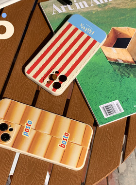 POMPONpasta意面图案硅胶复古原创保护手机壳精孔硅胶适用于苹果