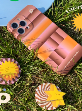 POMPONGuérison原创色彩正念冥想宇宙能量艺术图案设计小众保护手机壳旋转支架套装精孔