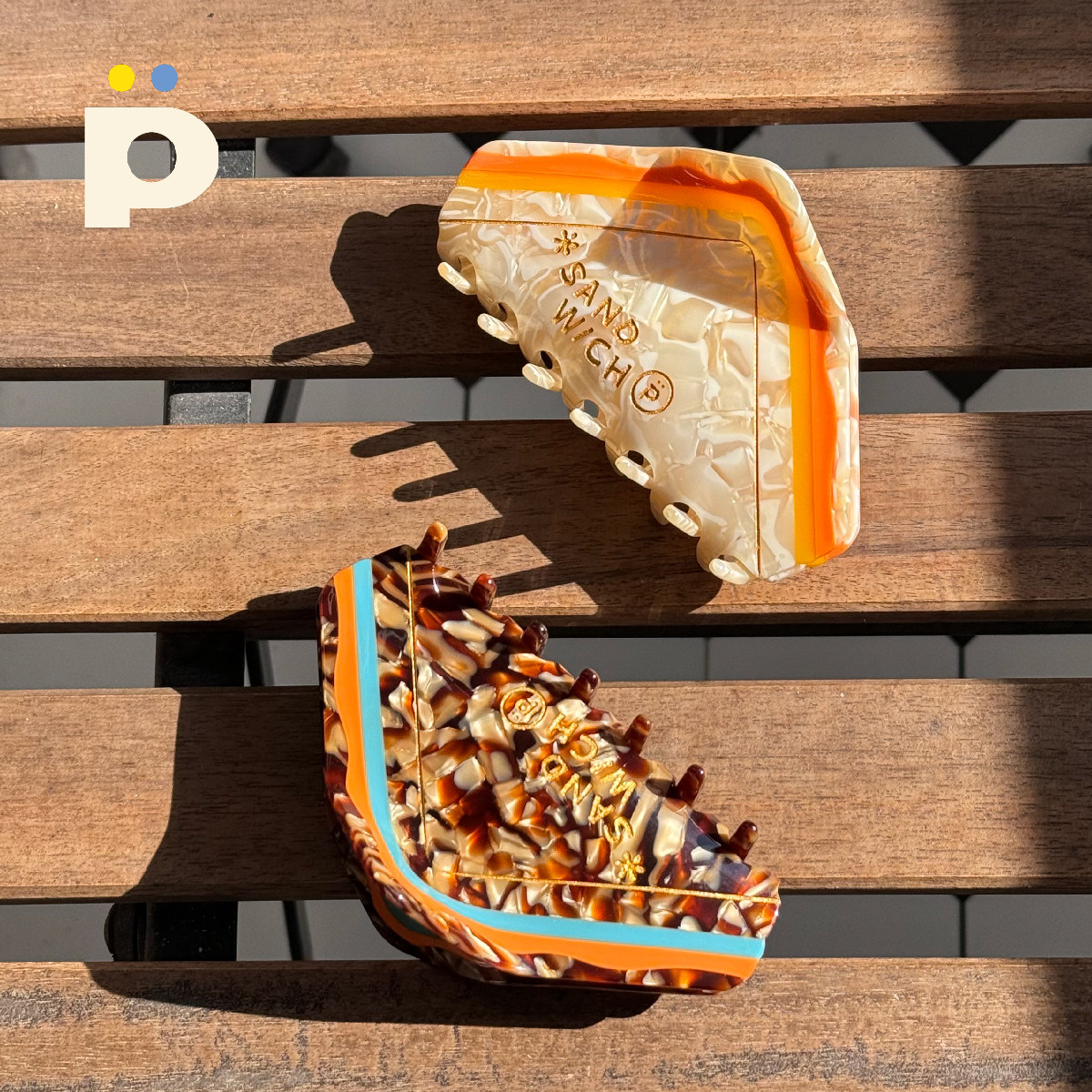 POMPON原创2色三明治撞色抓夹发量多有趣可爱醋酸鲨鱼夹发夹