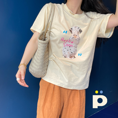 斑点狗动物图案廓形宽松t恤