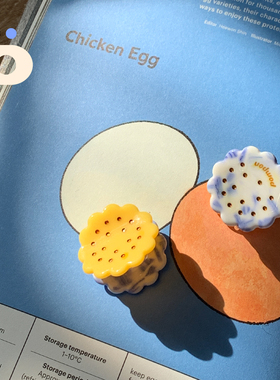 POMPON 蓝莓芝士曲奇小饼干图案刘海夹小抓夹撞色边夹发饰原创