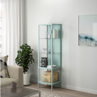 宜家代购鲁德斯塔玻璃展柜单门柜精品陈列柜货架餐具柜收纳柜组装