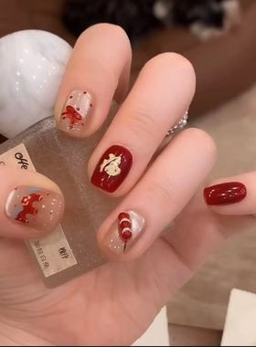 【马上有福】国潮新年小马美甲福气满满红色波点冰糖葫芦新年美甲