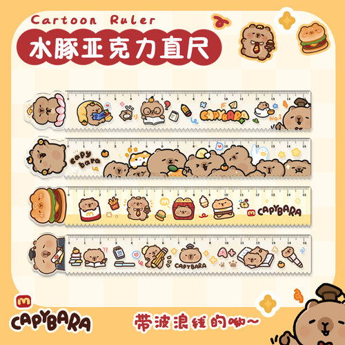 水豚尺子学生专用亚克力直尺文具