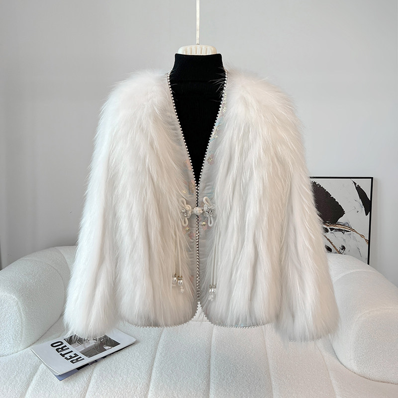 2023秋冬新款貉子毛编织车条皮草外套女皮毛一体国风时尚轻奢大衣,女装/女士精品,皮草,淘宝优惠券,粉丝福利购,淘宝优惠卷