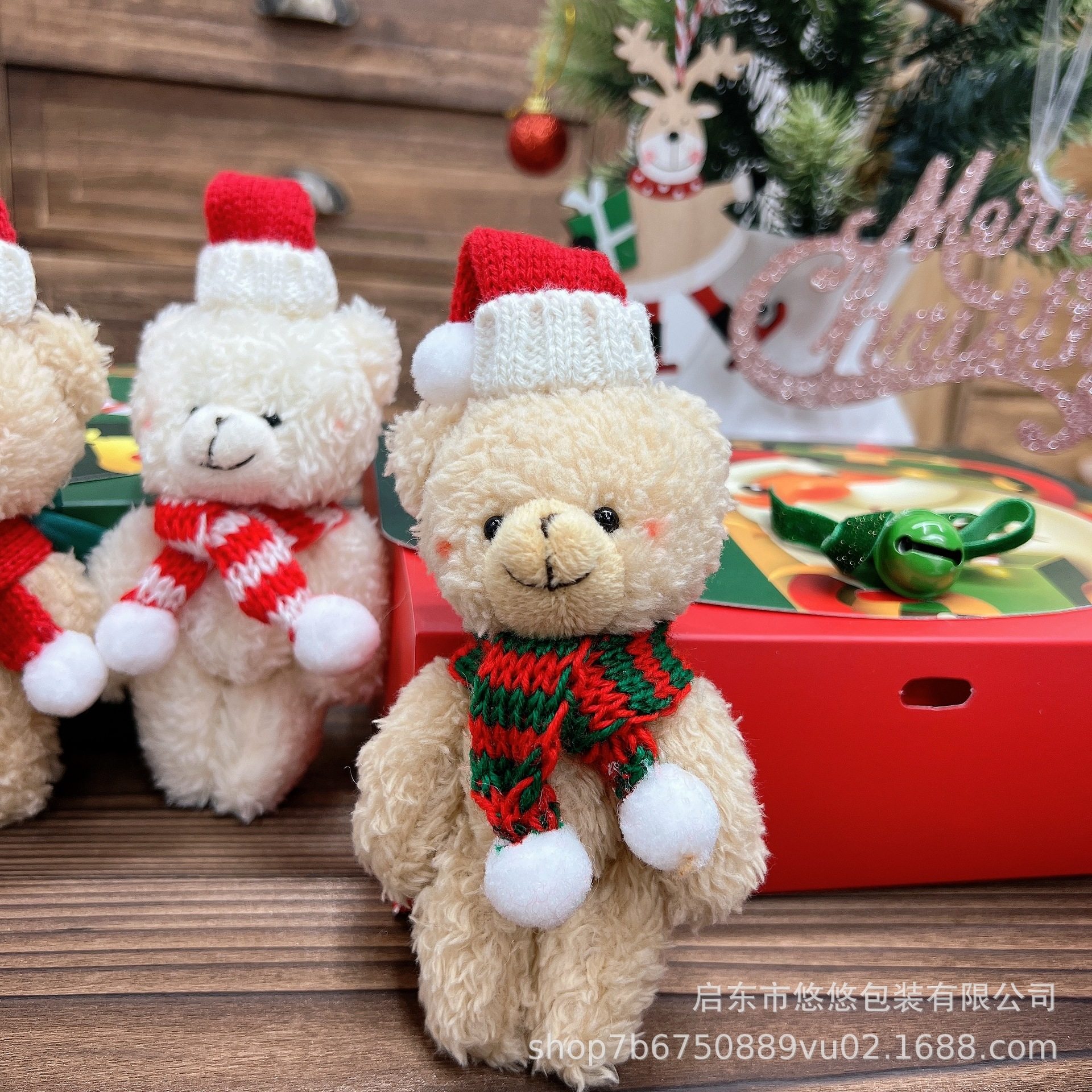 Cross border Christmas cute powder blusher joint teddy bear