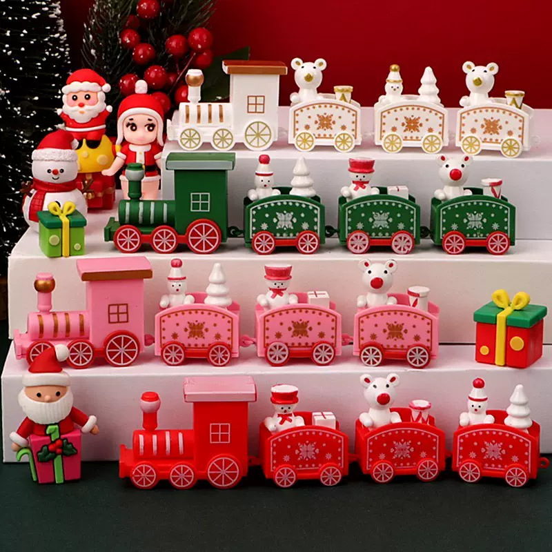 Christmas cake decoration ornament plugin small train plast