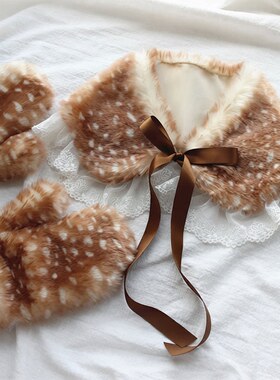 Full finger winter warm female cute forest deer outdoor plu