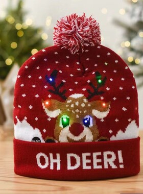 Cross border autumn and winter LED lights Christmas hats, w