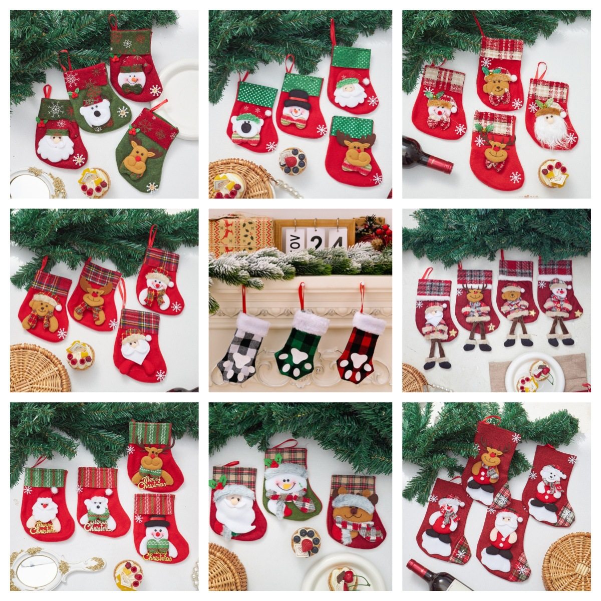 New Christmas Socks Decoration Products Cartoon Fabric Elde