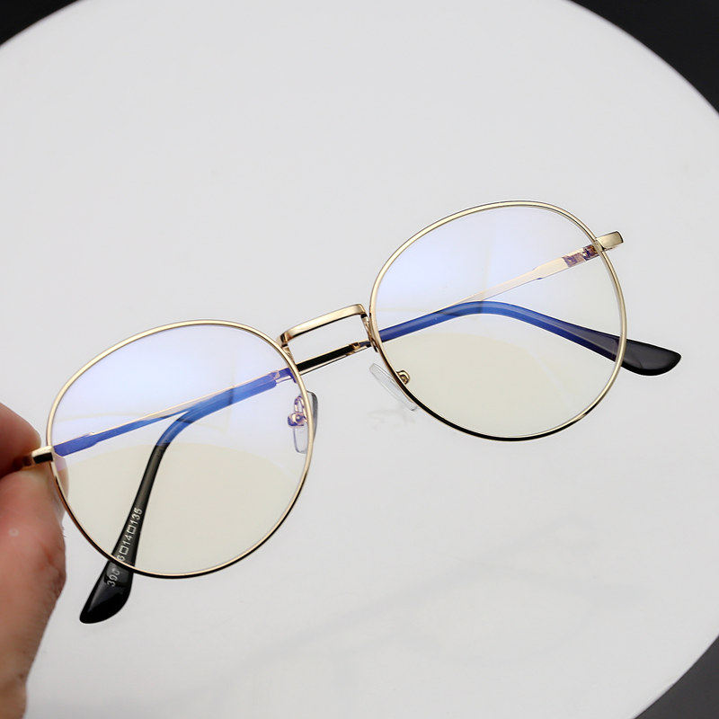 快手网红李牌牌同款金属复古圆形平光镜时尚潮流眼镜框可配镜近视