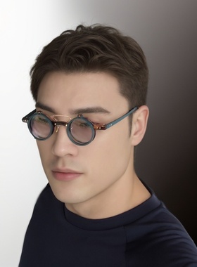 小众圆形国风翻盖太阳眼镜UV400防紫外线辐射可配近视小框潮墨镜