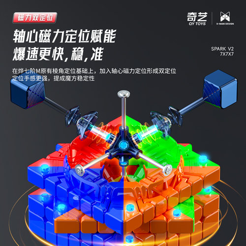 奇艺烨七阶磁力魔方魔方格2代高阶专用业学生比赛益智7阶竞速魔方