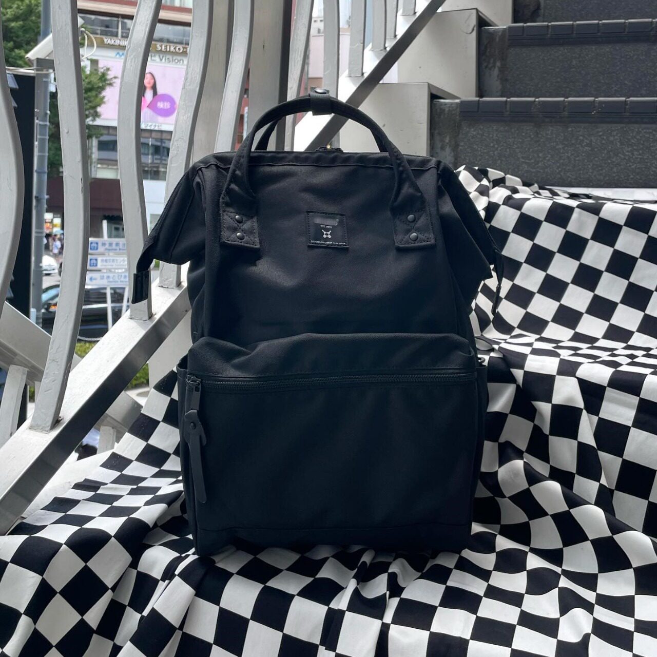 跨境日本乐天双肩包黑金书包潮牌男士旅行口金背包backpack bags