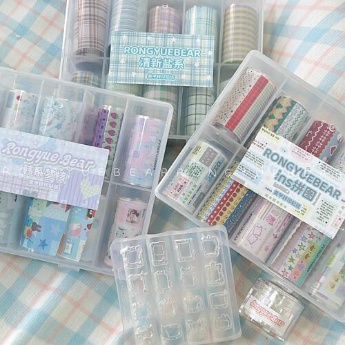 RONGYUEBEAR榕悦熊小清新盐系ins风拼图韩系梦核转印纸美甲装饰