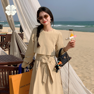 RESLIEEN「不空山」最爱奶乎乎流砂黄干丝天然高支棉法式连衣裙