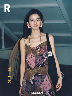 RESLIEEN「sepia」砂紫玉石肩带 吉普赛不规则剪裁鱼尾夏日吊带裙