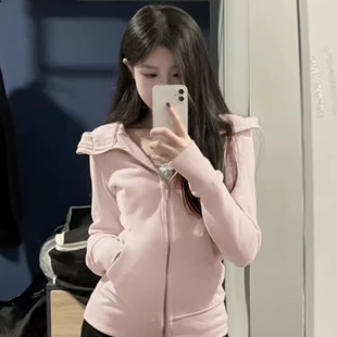 lulu fend外套女春秋卫衣修身休闲拉链开衫连帽瑜伽服上衣scuba