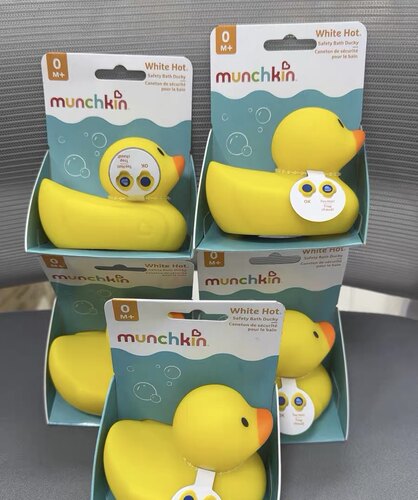 美国munchkin麦肯齐满趣健感温小黄鸭婴儿洗澡玩具咬咬玩具