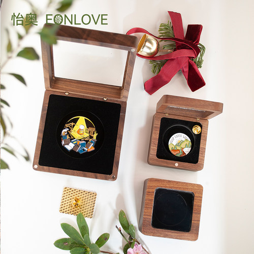 胡桃木实木徽章盒EONLOVE订制