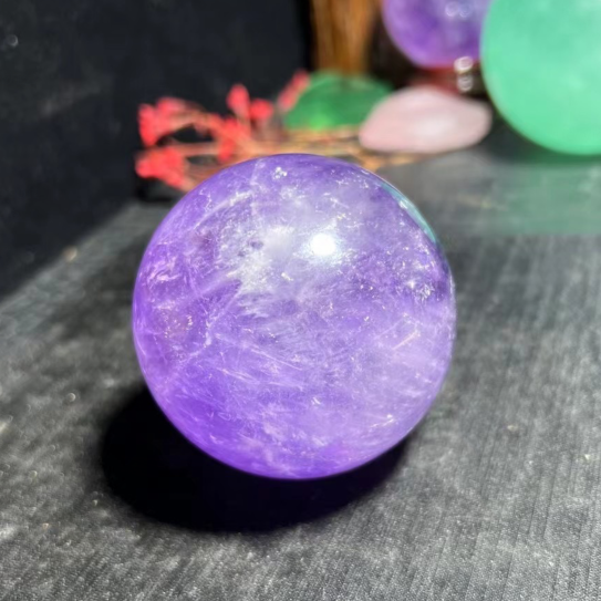 천연 자수정 볼 장식 크리스탈 6.2CM 바이올렛
