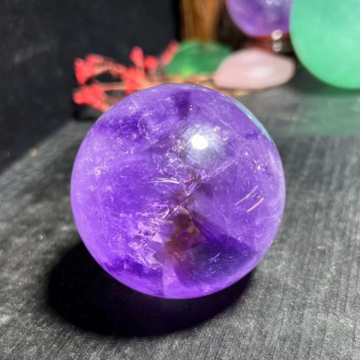 천연 자수정 볼 장식 크리스탈 6.2CM 바이올렛
