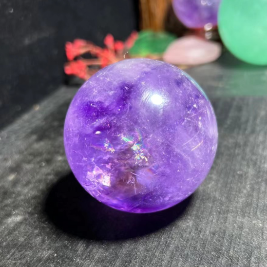 천연 자수정 볼 장식 크리스탈 6.2CM 바이올렛