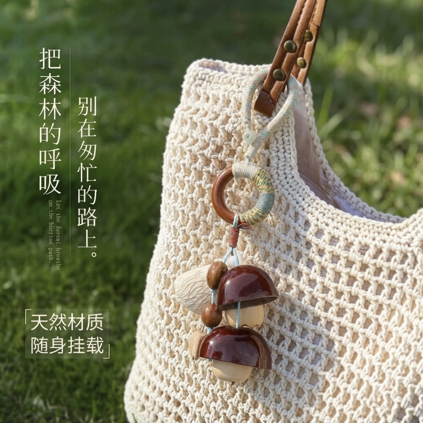 森野流苏天然果壳摇铃挂件天然材质随身挂载木质摇铃包包钥匙扣配