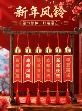 新年风铃祝福语挂件新春平安喜乐