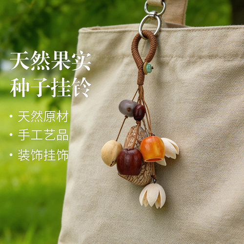 天然果壳种子挂铃果实原料包疗愈植物风铃背包挂件手工diy材料包