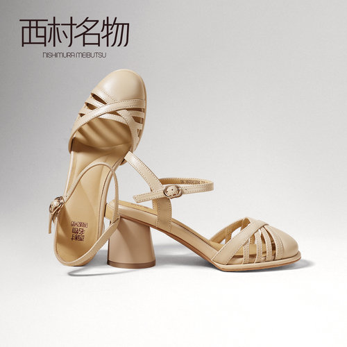 西村名物真皮包头罗马凉鞋女夏
