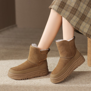 西村名物厚底增高百搭舒适雪地靴女2025年冬季新款加绒加厚棉鞋
