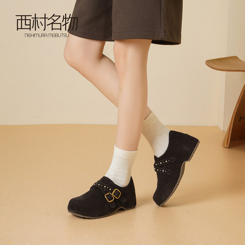 西村名物女款增高一脚蹬勃肯鞋