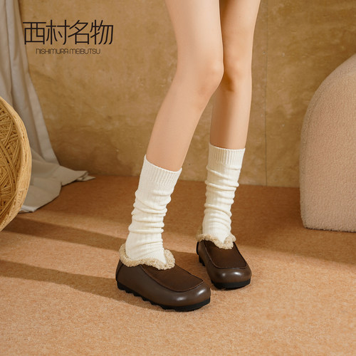 西村名物厚底包头勃肯毛毛鞋女