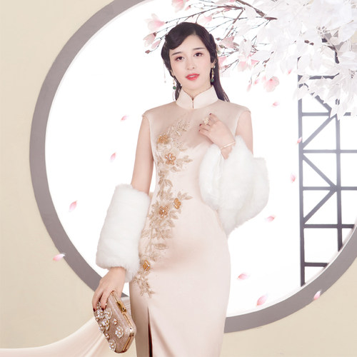 复古改良长款气质高端走秀旗袍