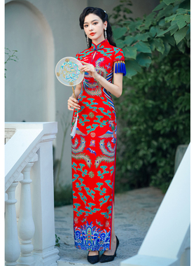 江南春天2026新款红色凤袍妈妈装订婚敬酒服结婚礼服高端走秀旗袍
