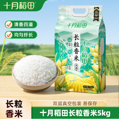 十月稻田长粒香米5kg新米真空