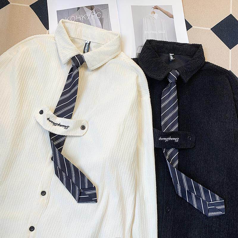 学院风灯芯绒衬衫男春季设计感衬衣宽松vintage日系痞帅上衣外套