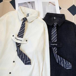 学院风灯芯绒衬衫 设计感衬衣宽松vintage日系痞帅上衣外套 男春季