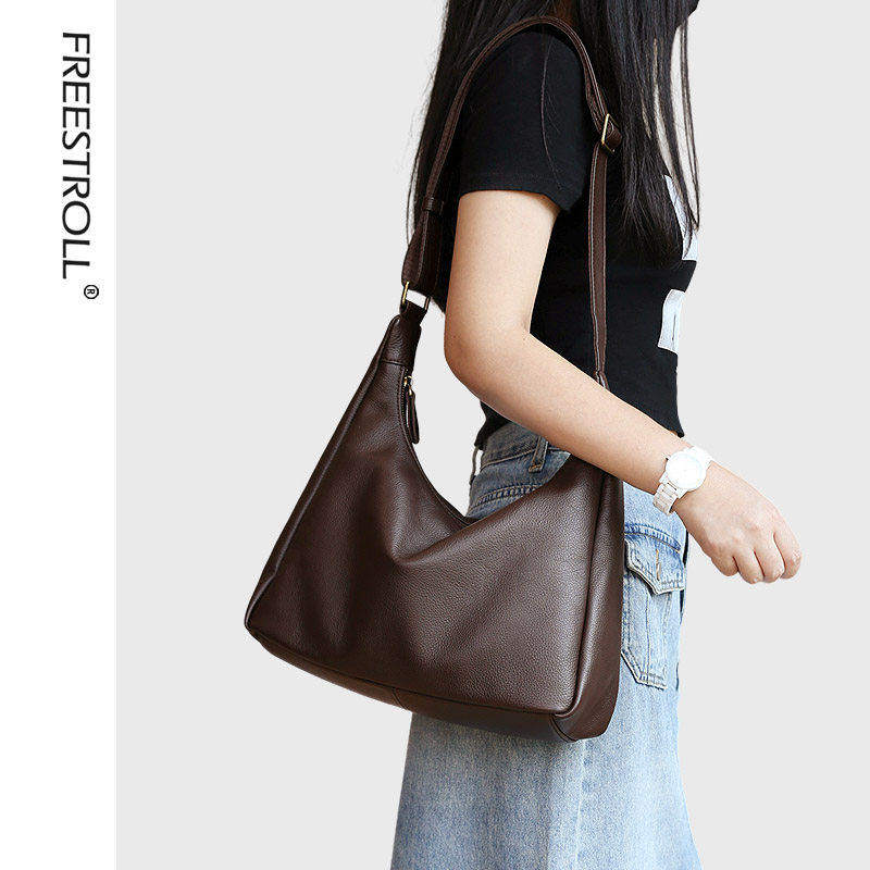 新品 自然摔头层牛皮简约软皮单肩斜挎包大容量包包日常通勤百搭,箱包皮具/热销女包/男包,腋下包,淘宝优惠券,粉丝福利购,淘宝优惠卷