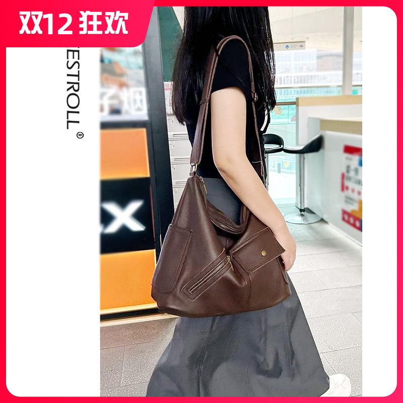 自由漫步大容量头层牛皮托特包