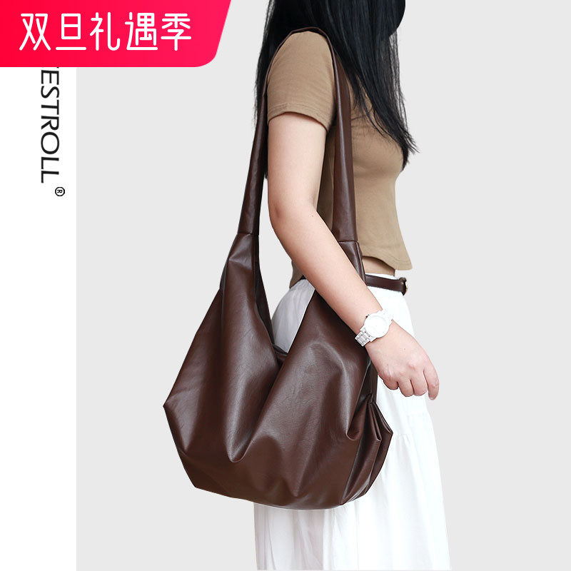 轻量化设计感柔软舒适轻便慵懒风松弛感秋天包包简约单肩斜挎大包