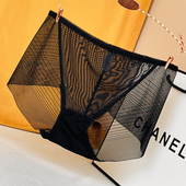 高级性感黑蕾丝纯欲网纱无痕中腰抗菌2025新款 女法式 春夏 内裤 大码