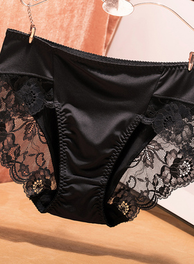 牛奶丝大码内裤女胖MM200斤性感蕾丝中腰无痕三角裤2025新款春夏