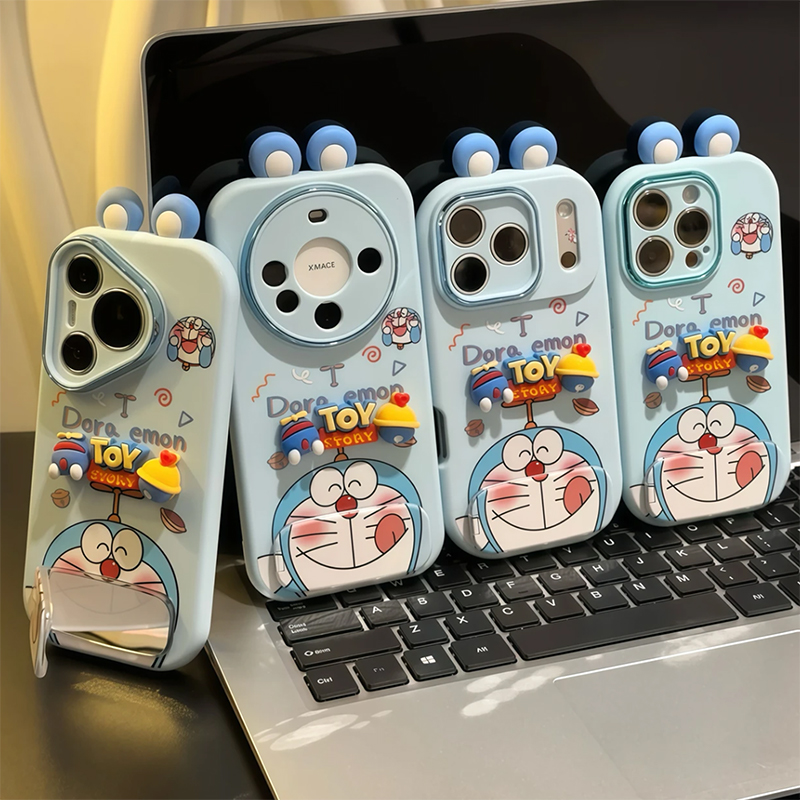 叮当猫公仔支架新款适用苹果17Pro手机壳iPhone16max13小米15华为mate80pura70k60opporeno14荣耀400vivox100