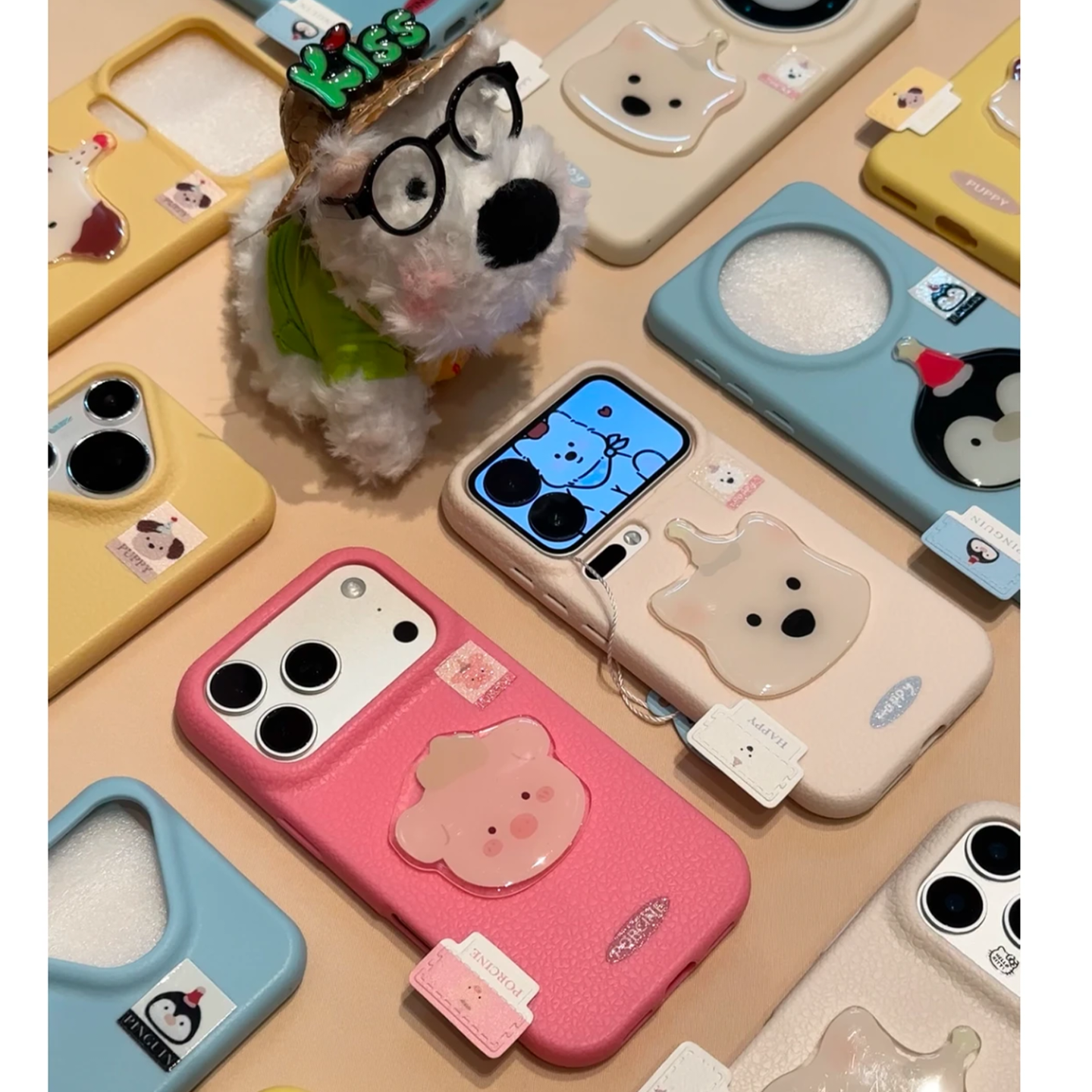 尖尖小动物标签新款适用苹果17Pro手机壳iPhone16max小米15华为mate80pura70k80note14荣耀400vivox300nova13