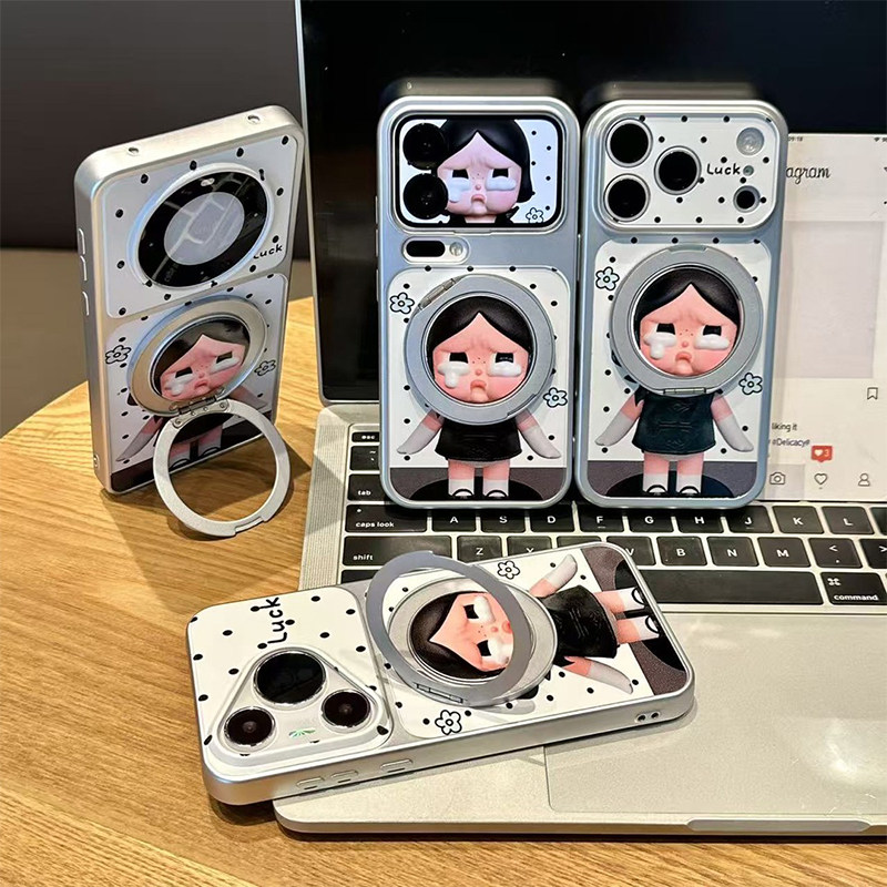 简约波点哭泣女孩新款适用苹果17Pro手机壳iPhone16max13小米15华为mate80pura70k90reno14荣耀400x300findx8