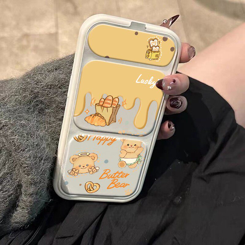 黄油小熊磁吸翻盖皮套新款适用苹果17Pro手机壳iPhone16max18手机壳iPhone15小米14华为mate80pura70ip13女款