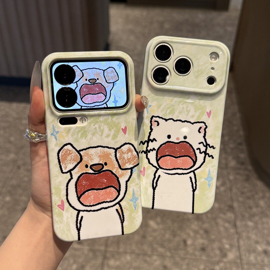 情侣涂鸦张嘴猫狗新款适用苹果17Promax手机壳iPhone16pro13小米15华为mate80pura70k90reno14荣耀500x300s50