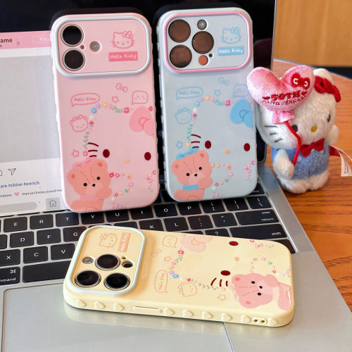 抱熊碎花线条新款适用苹果18promax手机壳iPhone17pro16小米15华为mate80pura80K90note14荣耀600x200reno13